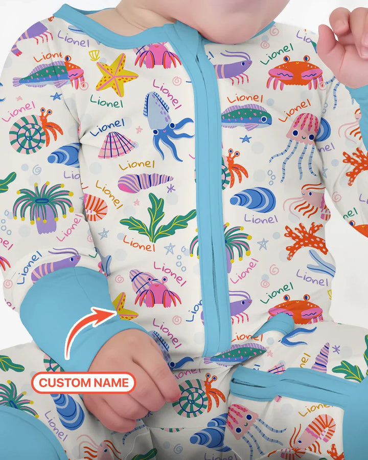 Tide Pool Pals Custom Name Bamboo Convertible Zippy
