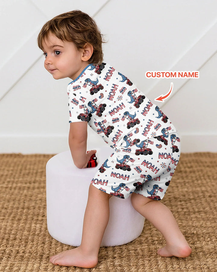Zweiteiliges Pyjama-Set mit kurzen Ärmeln und Shorts im Sommer-Design