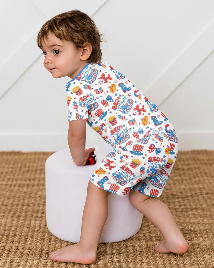 Template Zweiteiliges Pyjama-Set mit kurzen Ärmeln und Shorts