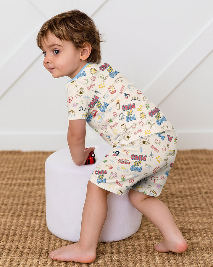 Template Zweiteiliges Pyjama-Set mit kurzen Ärmeln und Shorts