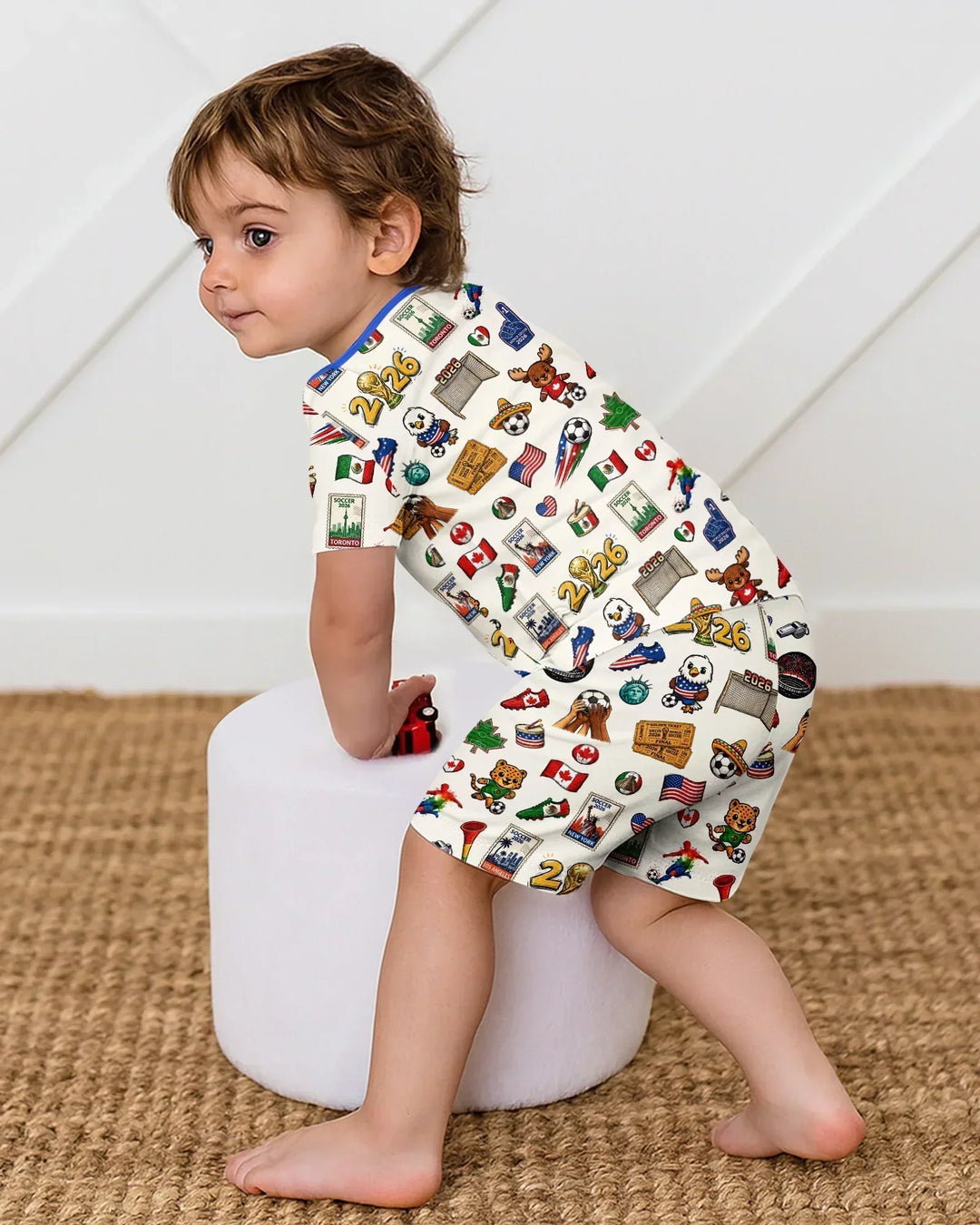 Soccer Cup 2026 Family Matching Bamboo Two Piece Short Sleeve Shorts Pajama Set