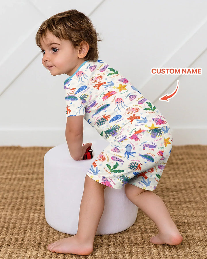 Schlafanzug-Set zweiteilig, kurze Ärmel, kurze Hose, Bambus