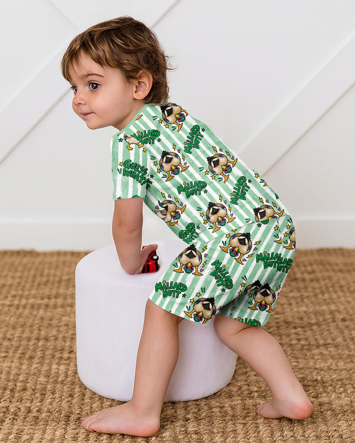 Guess What Mallard Butt Bamboo Two Piece Short Sleeve Shorts Pajama Set