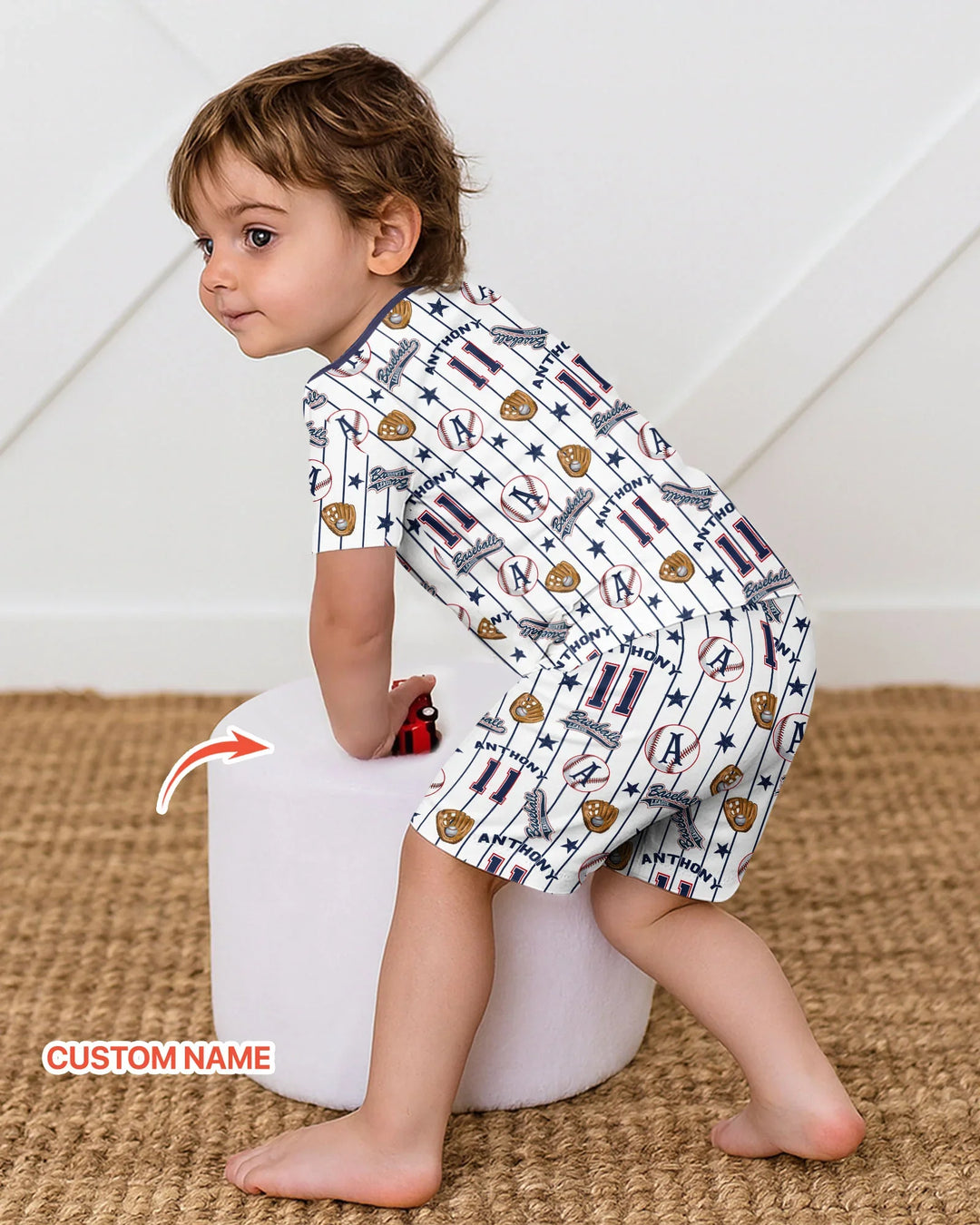 Zweiteiliges Pyjama-Set mit kurzen Ärmeln und Shorts im Sommer-Design