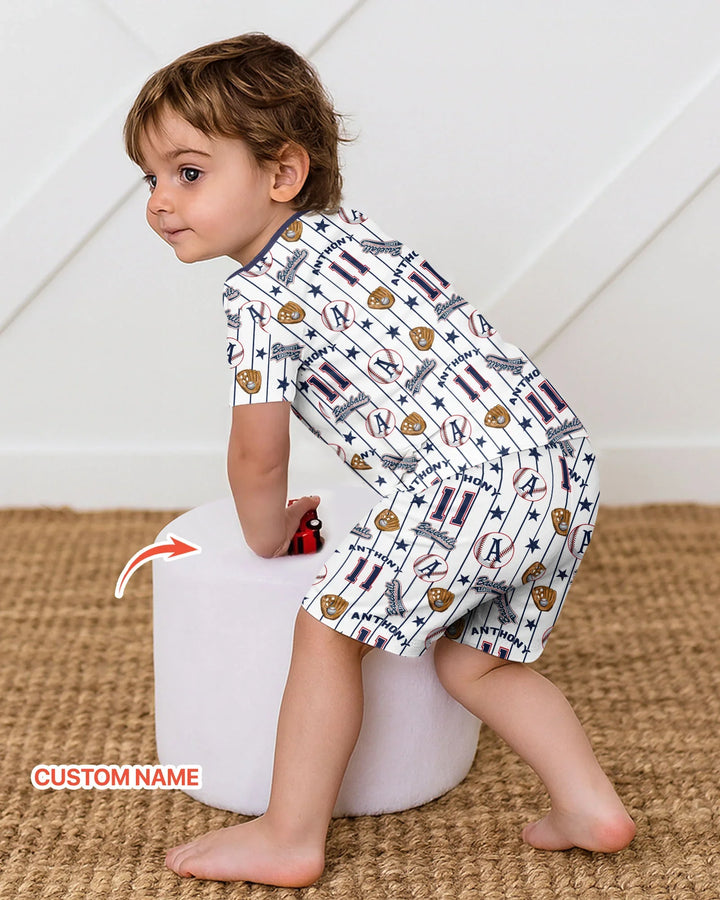 Zweiteiliges Pyjama-Set mit kurzen Ärmeln und Shorts im Sommer-Design
