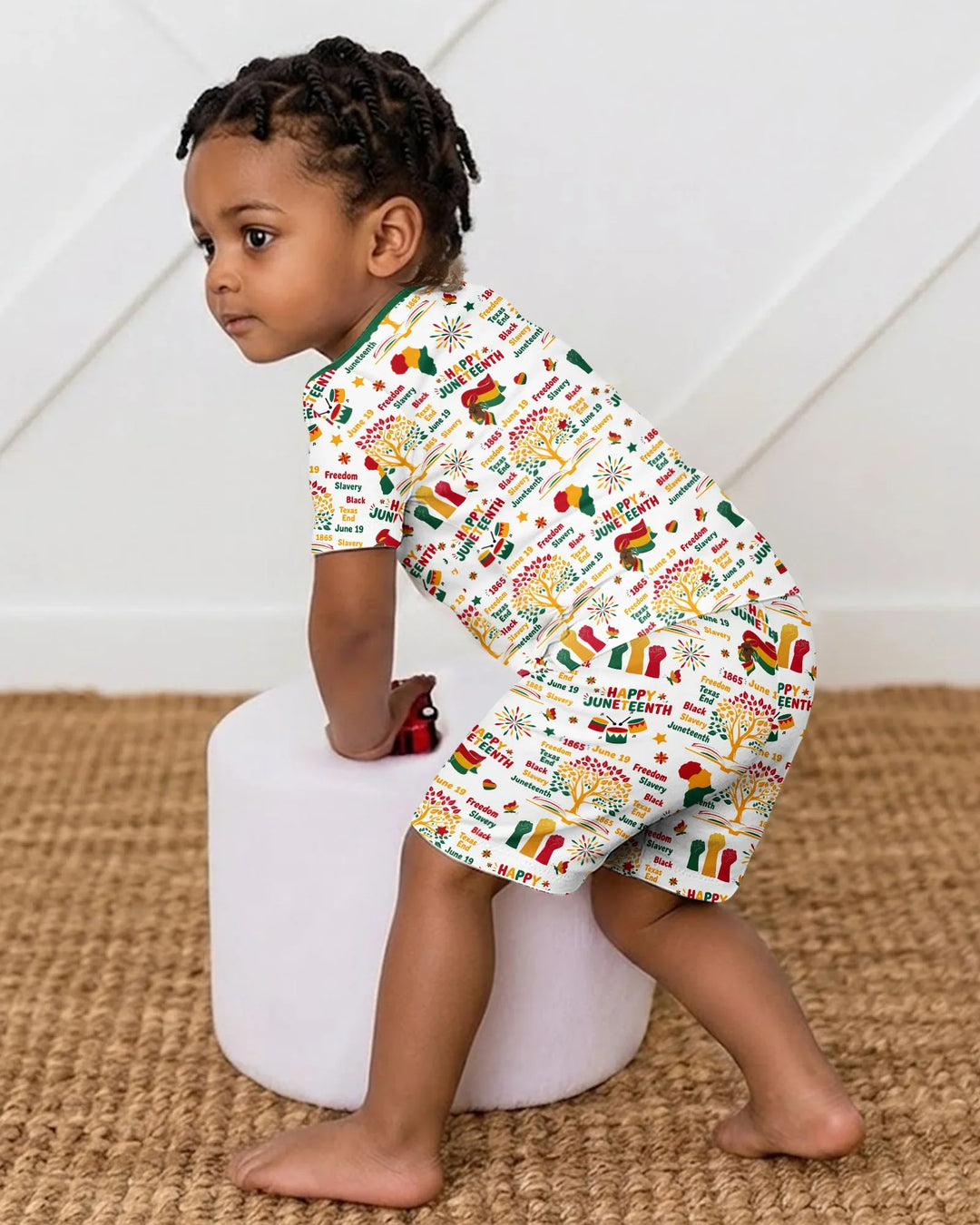 Happy Juneteenth Bamboo Two Piece Short Sleeve Shorts Pajama Set