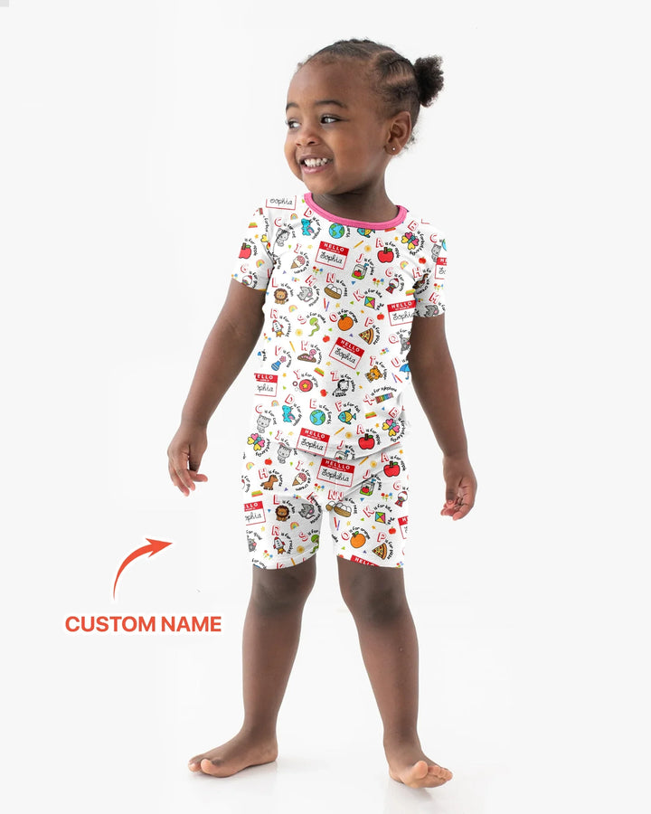Zweiteiliges Pyjama-Set mit kurzen Ärmeln und Shorts im Sommer-Design