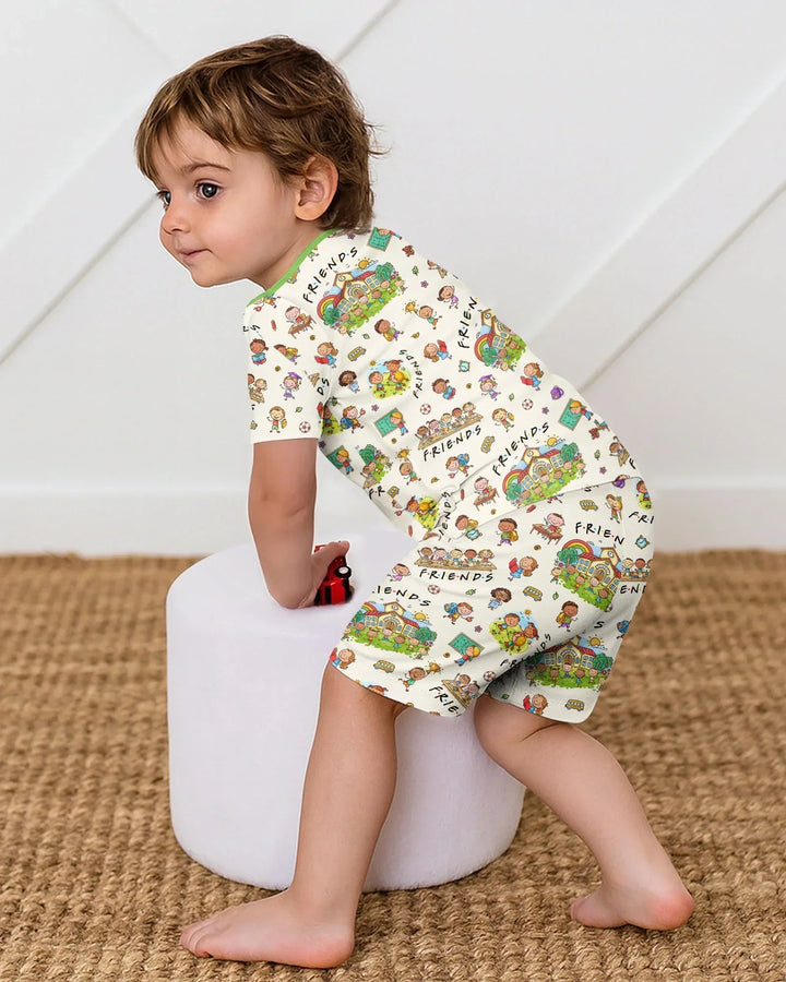 Schlafanzug-Set zweiteilig, kurze Ärmel, kurze Hose, Bambus