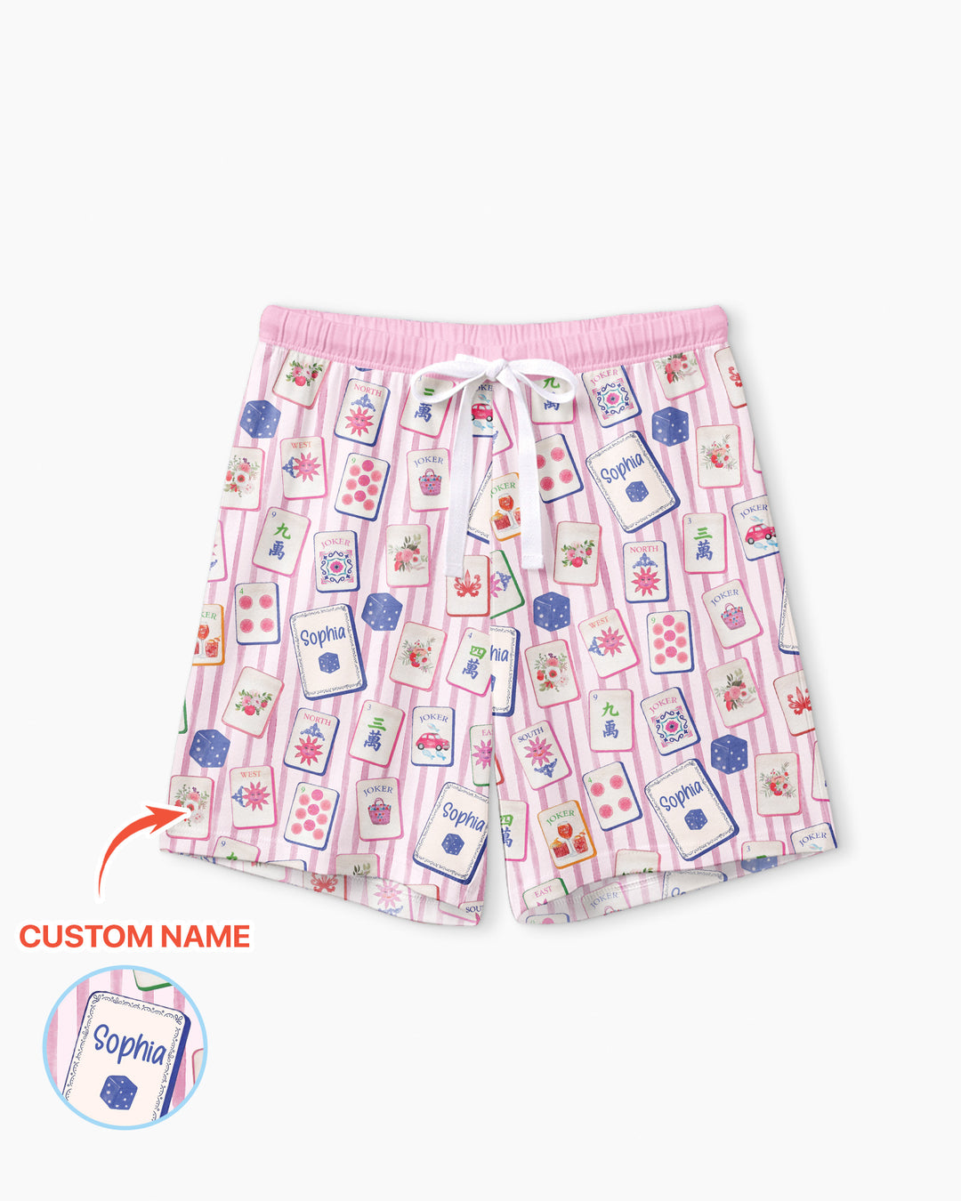 Coastal Mahjong Custom Name Mommy & Me Matching Bamboo Women Short Sleeve Short Pajama Set