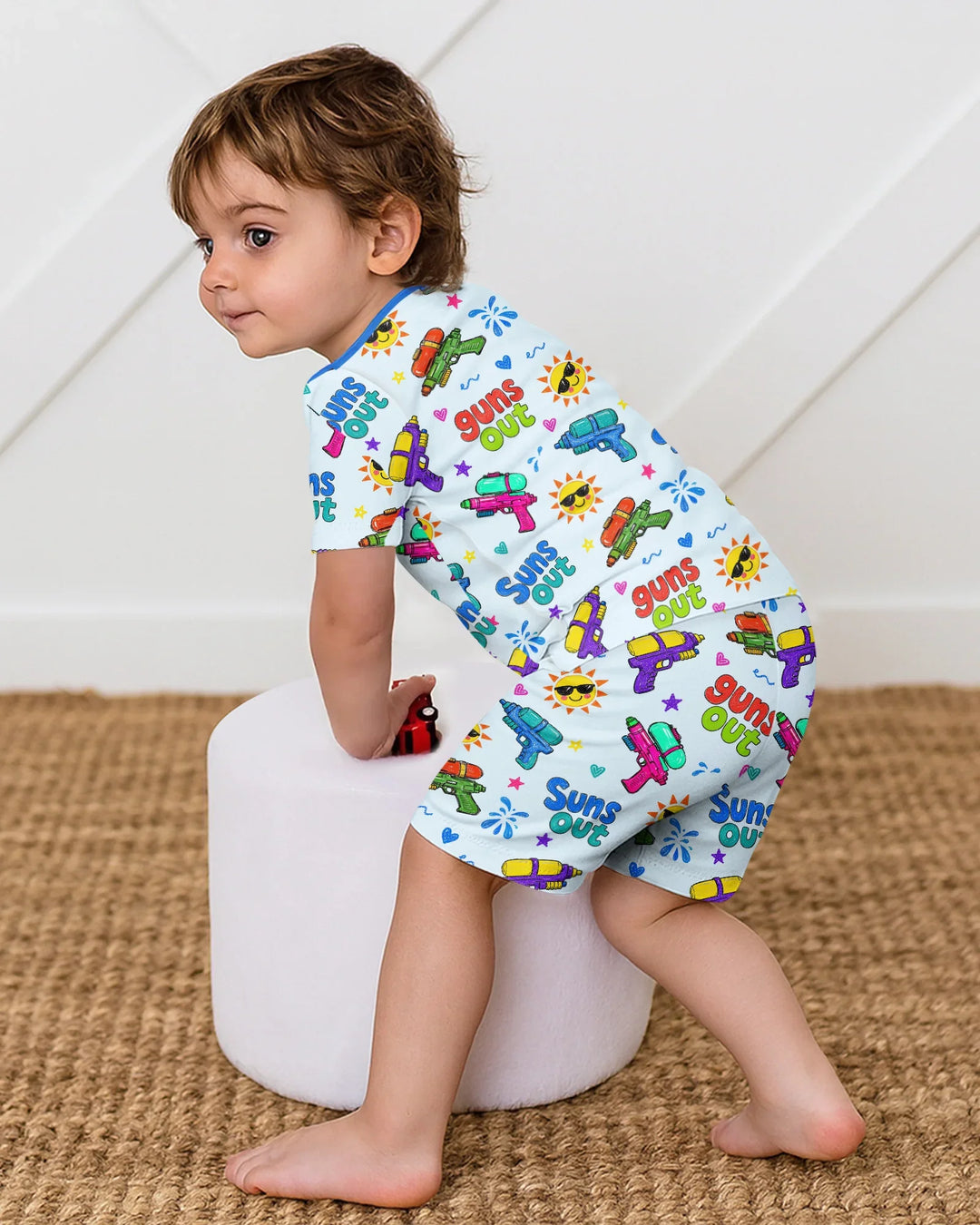 Schlafanzug-Set zweiteilig, kurze Ärmel, kurze Hose, Bambus