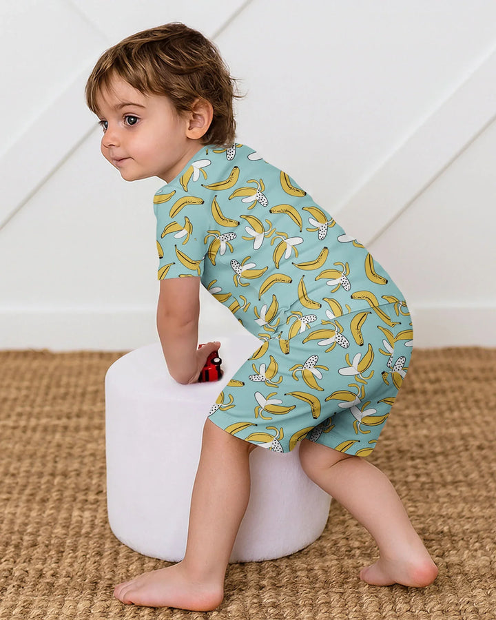 Bananas Bamboo Two Piece Short Sleeve Shorts Pajama Set