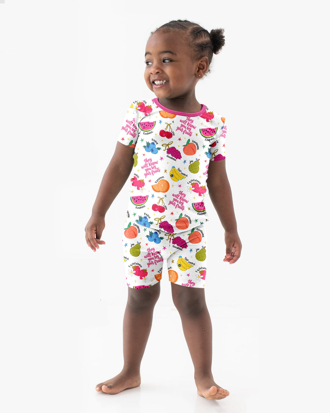 They Will Know You By Your Fruits Bamboo Two Piece Short Sleeve Shorts Pajama Set