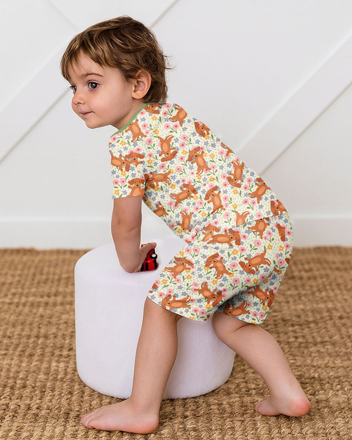 Schlafanzug-Set zweiteilig, kurze Ärmel, kurze Hose, Bambus