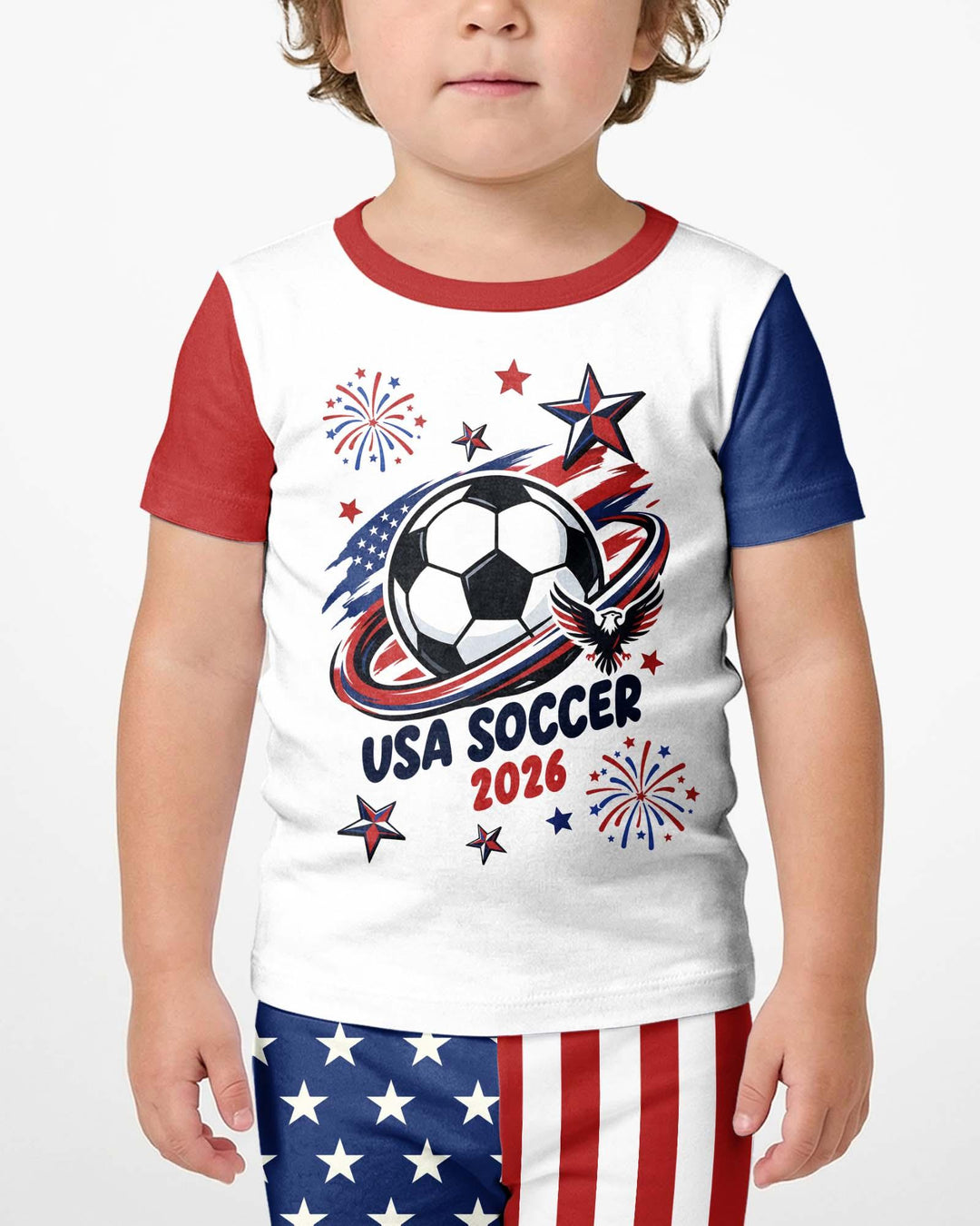 USA Soccer 2026 Family Matching Bamboo Two Piece Short Sleeve Shorts Pajama Set