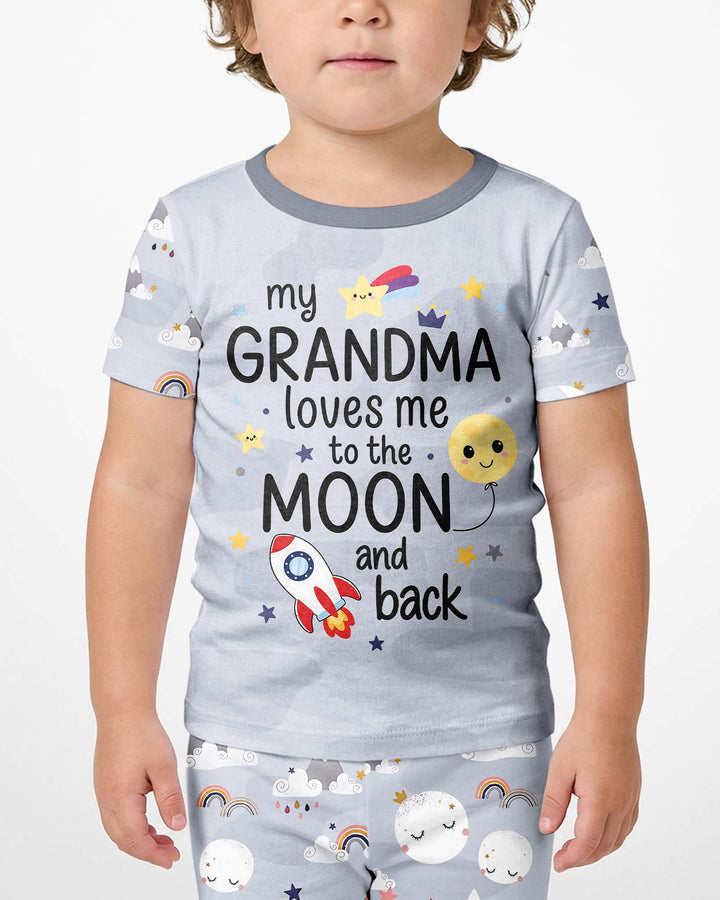 My Grandma Loves Me To The Moon And Back Bamboo Two Piece Short Sleeve Shorts Pajama Set