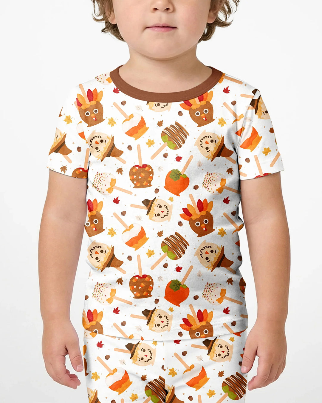 Fall Caramel Apple Family Matching Bamboo Two Piece Short Sleeve Shorts Pajama Set