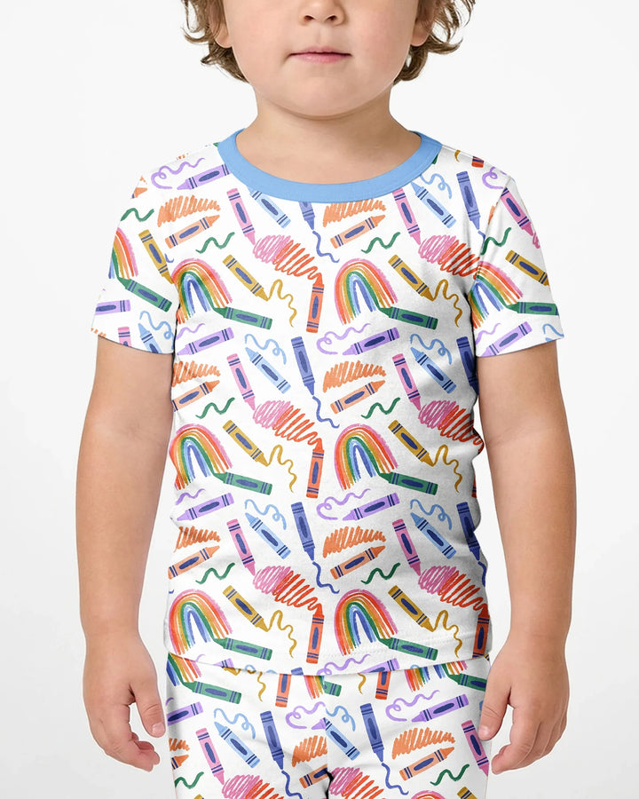 Schlafanzug-Set zweiteilig, kurze Ärmel, kurze Hose, Bambus