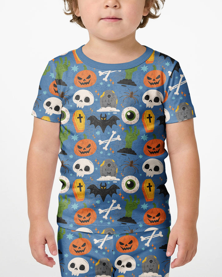 Little Monsters Bambus Zweiteiliger Schlafanzug mit kurzen Ärmeln und Shorts für Halloween