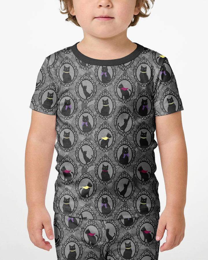 Midnight Cat Parade Bamboo Two Piece Short Sleeve Shorts Pajama Set