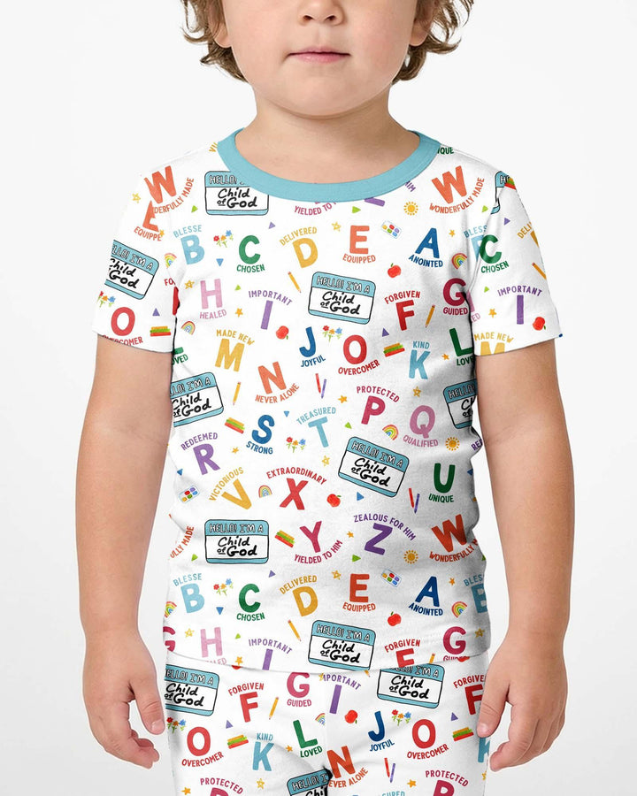 I'm A Child Of God ABCs Bamboo Two Piece Short Sleeve Shorts Pajama Set