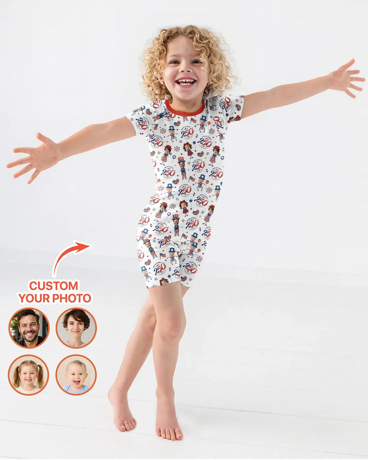 Zweiteiliges Pyjama-Set mit kurzen Ärmeln und Shorts im Sommer-Design