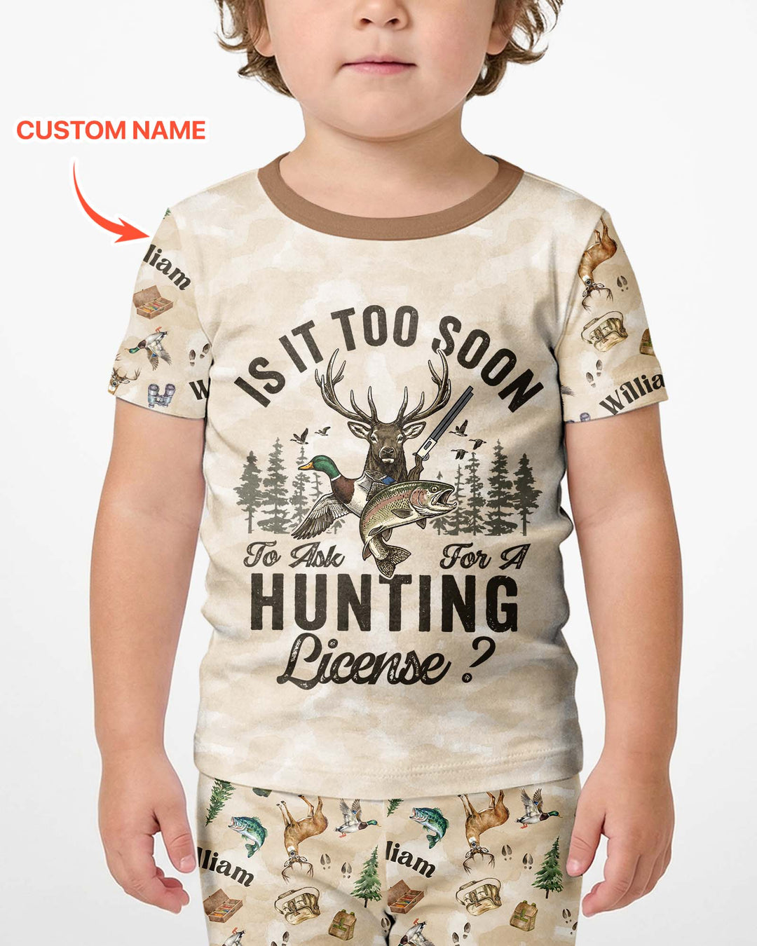 Personalized Funny Hunting Bamboo Two Piece Short Sleeve Shorts Pajama Set