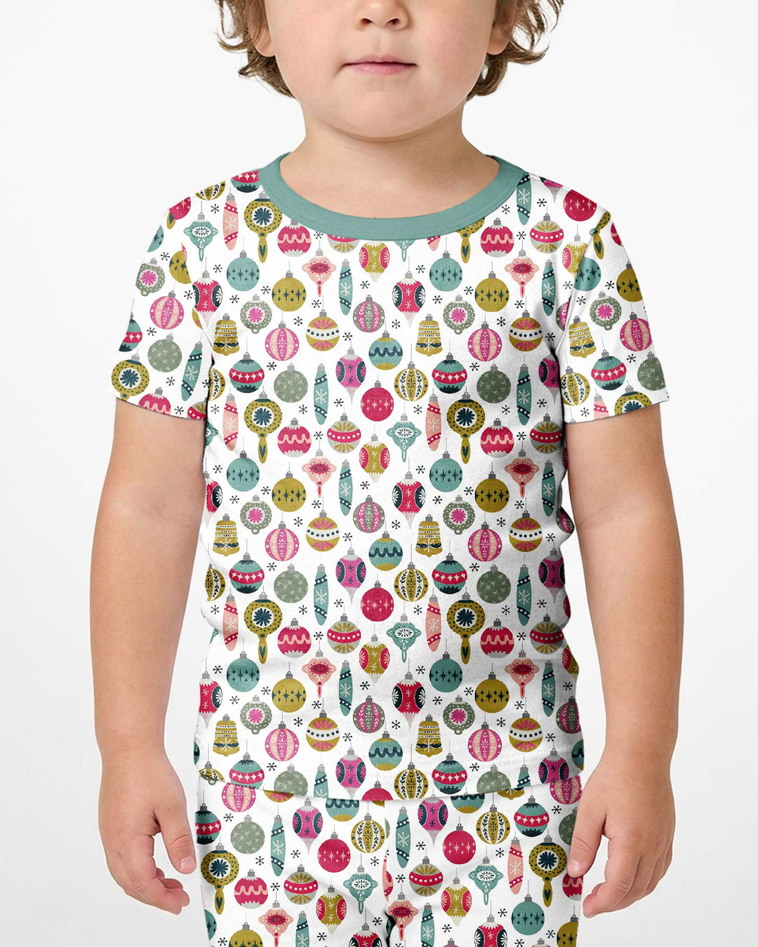 Tiny Christmas Ornaments   Bamboo Two Piece Short Sleeve Shorts Pajama Set
