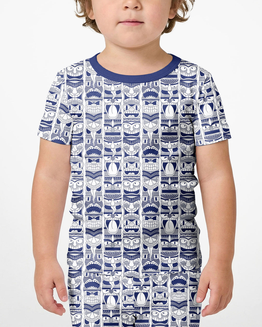 Friendly Totem Pole Figures Bamboo Two Piece Short Sleeve Shorts Pajama Set