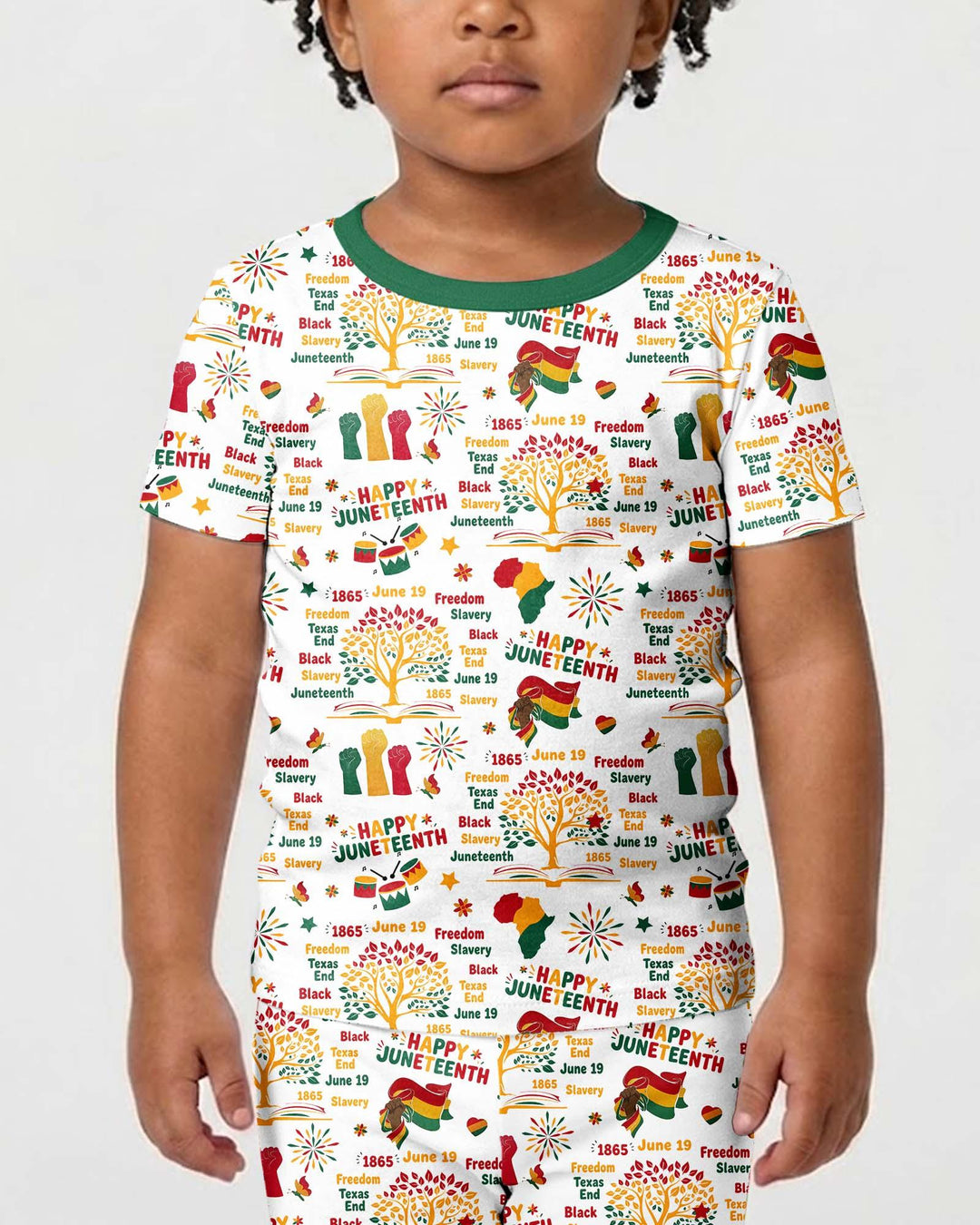 Happy Juneteenth Bamboo Two Piece Short Sleeve Shorts Pajama Set