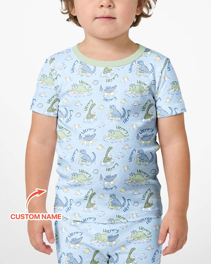 Zweiteiliges Pyjama-Set mit kurzen Ärmeln und Shorts im Sommer-Design