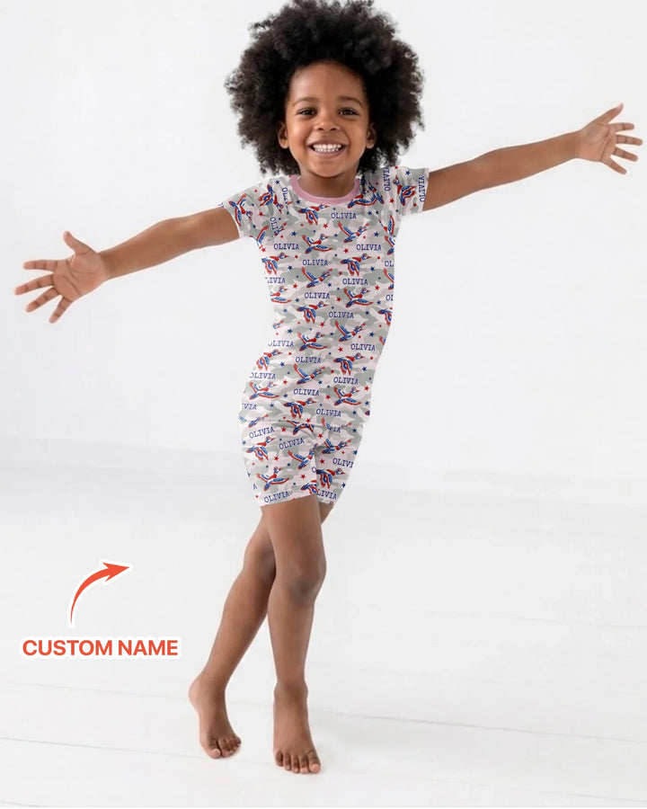 Zweiteiliges Pyjama-Set mit kurzen Ärmeln und Shorts im Sommer-Design
