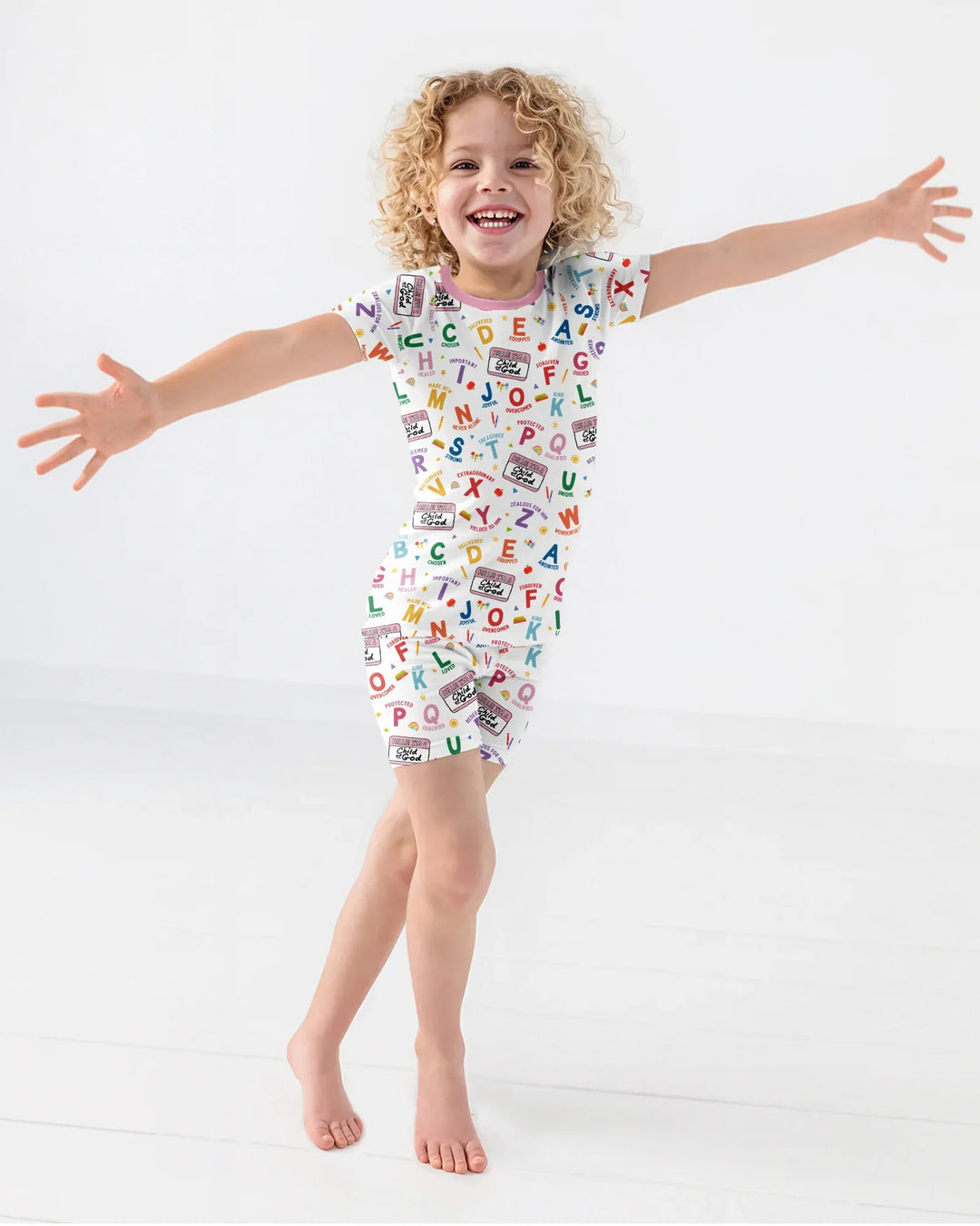 I'm A Child Of God ABCs Bamboo Two Piece Short Sleeve Shorts Pajama Set