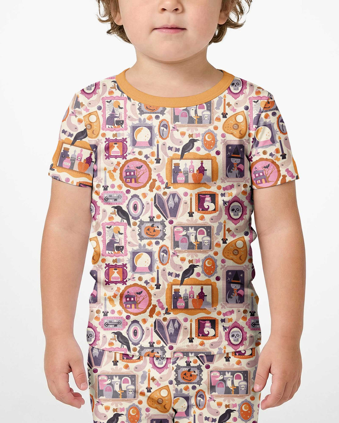 Spooky Portraits Bamboo Two Piece Short Sleeve Shorts Pajama Set