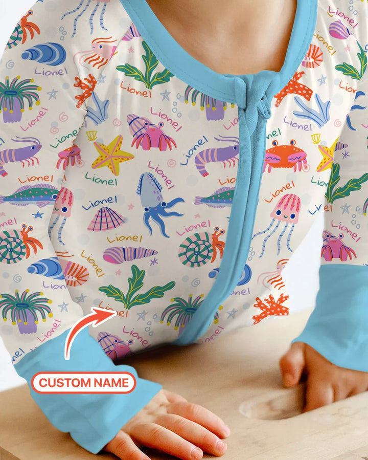 Tide Pool Pals Custom Name Bamboo Convertible Zippy