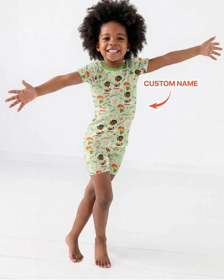 Zweiteiliges Pyjama-Set mit kurzen Ärmeln und Shorts im Sommer-Design