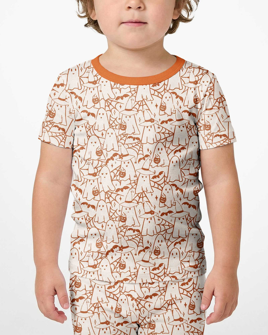 Boo Trick or Treat Ghosts Halloween Bamboo Two Piece Short Sleeve Shorts Pajama Set