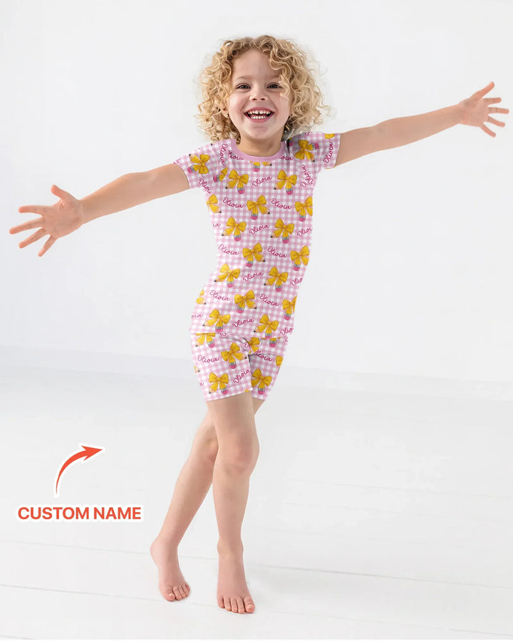 Schlafanzug-Set zweiteilig, kurze Ärmel, kurze Hose, Bambus