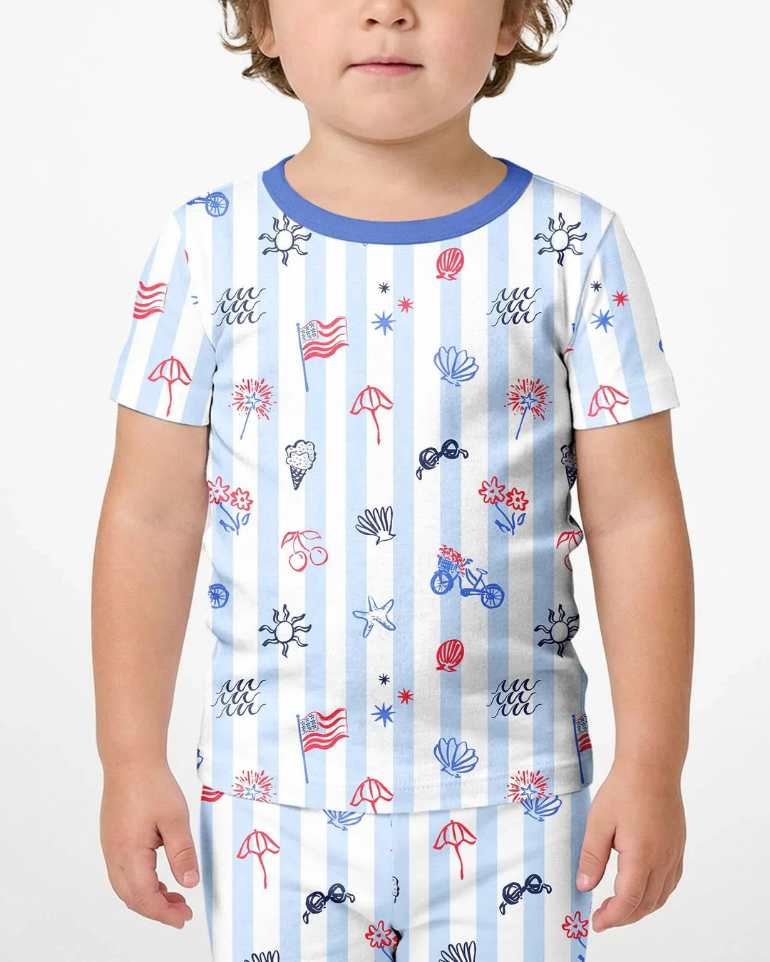 Template Zweiteiliges Pyjama-Set mit kurzen Ärmeln und Shorts