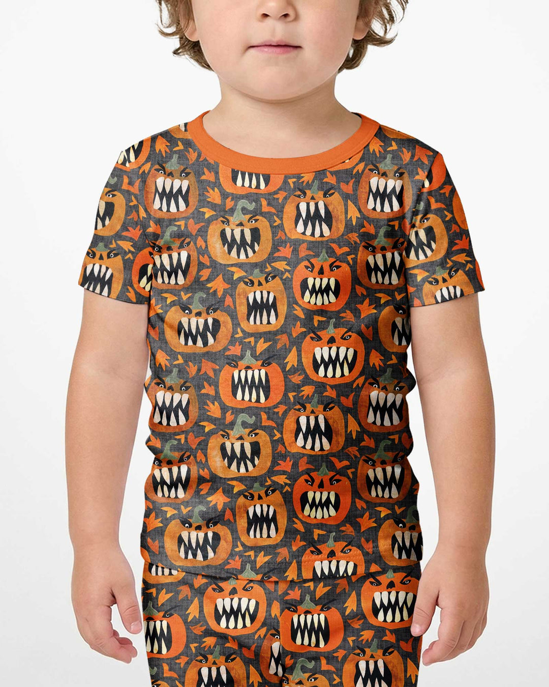 Pumpkin Monsters Bamboo Two Piece Short Sleeve Shorts Pajama Set