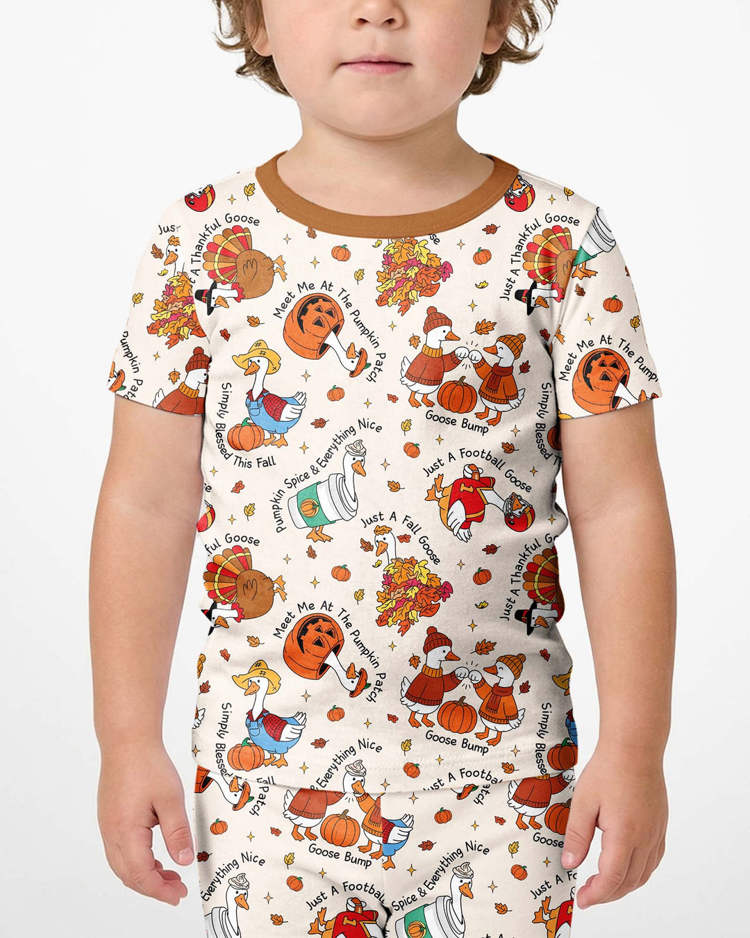 Just A Fall Goose Family Matching Bamboo Two Piece Short Sleeve Shorts Pajama Set