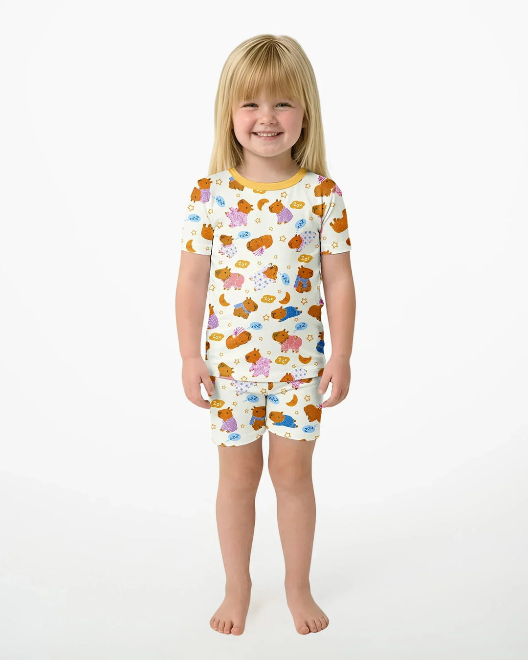 Schlafanzug-Set zweiteilig, kurze Ärmel, kurze Hose, Bambus