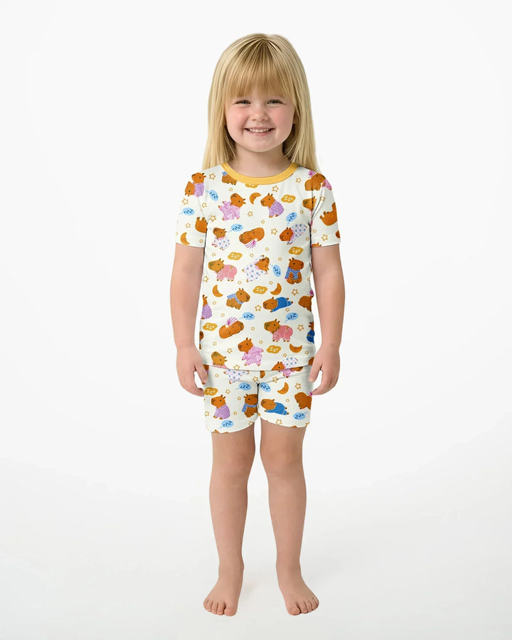 Schlafanzug-Set zweiteilig, kurze Ärmel, kurze Hose, Bambus
