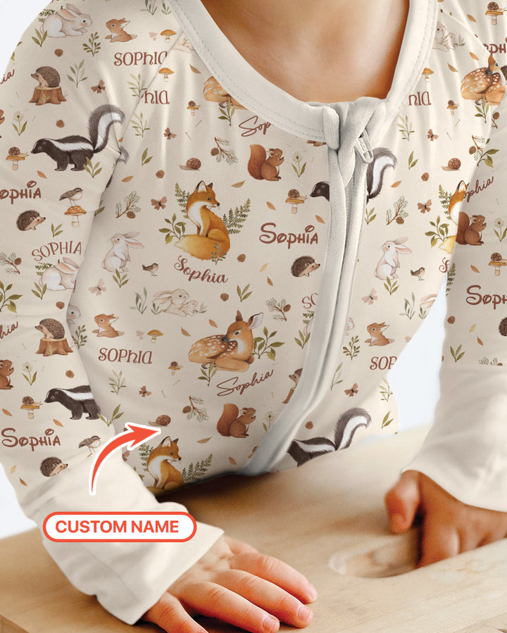 Custom Name Woodland Friends Bamboo Convertible Zippy