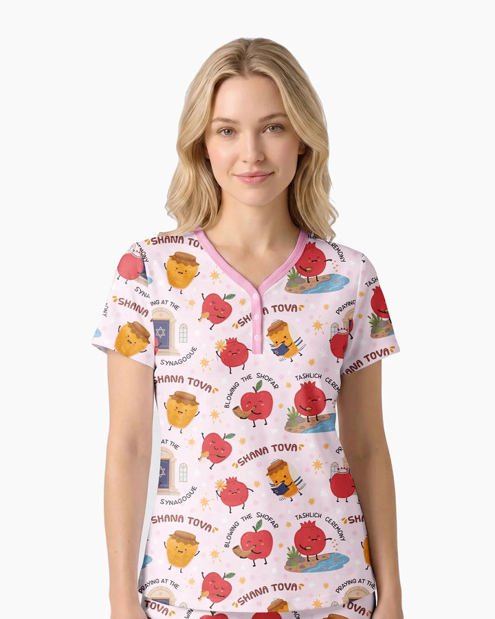 Sweet Sacred Moments Family Matching Bamboo Women Short Sleeve Short Pajama Set