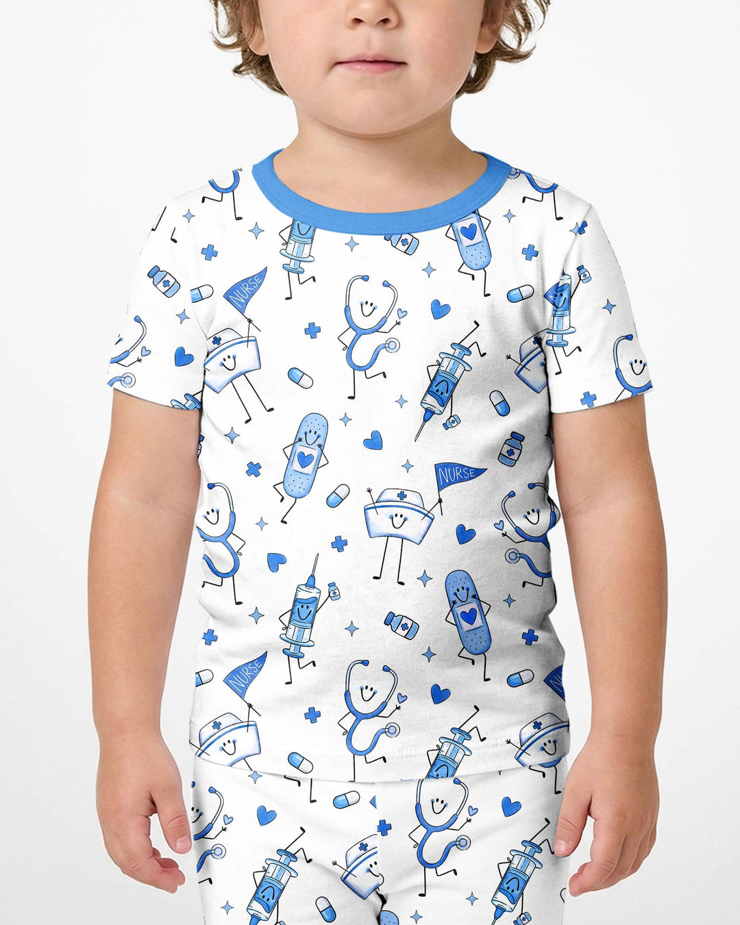 Template Zweiteiliges Pyjama-Set mit kurzen Ärmeln und Shorts