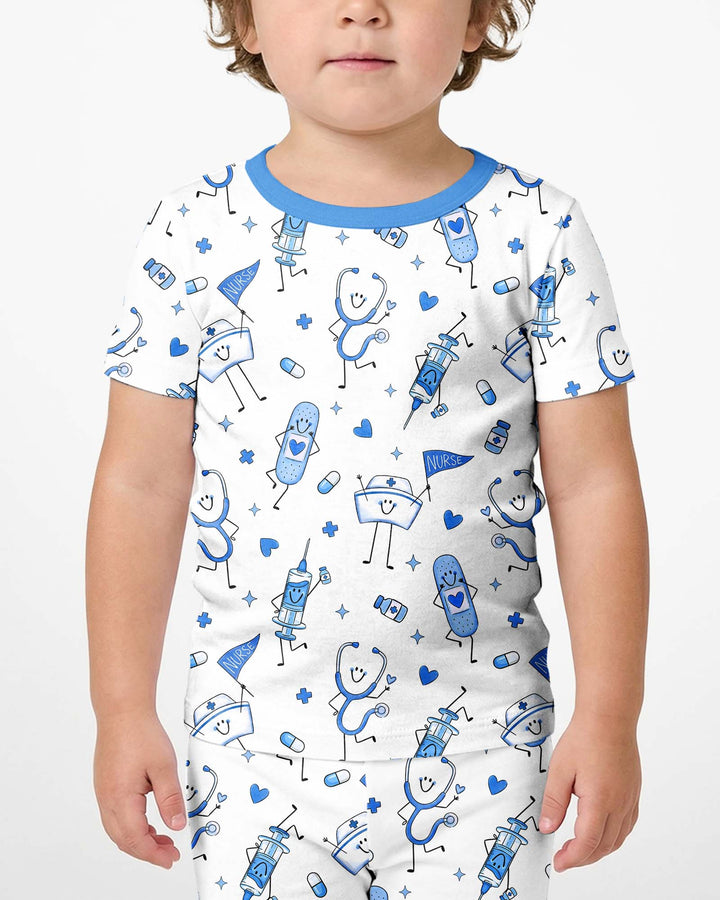 Template Zweiteiliges Pyjama-Set mit kurzen Ärmeln und Shorts
