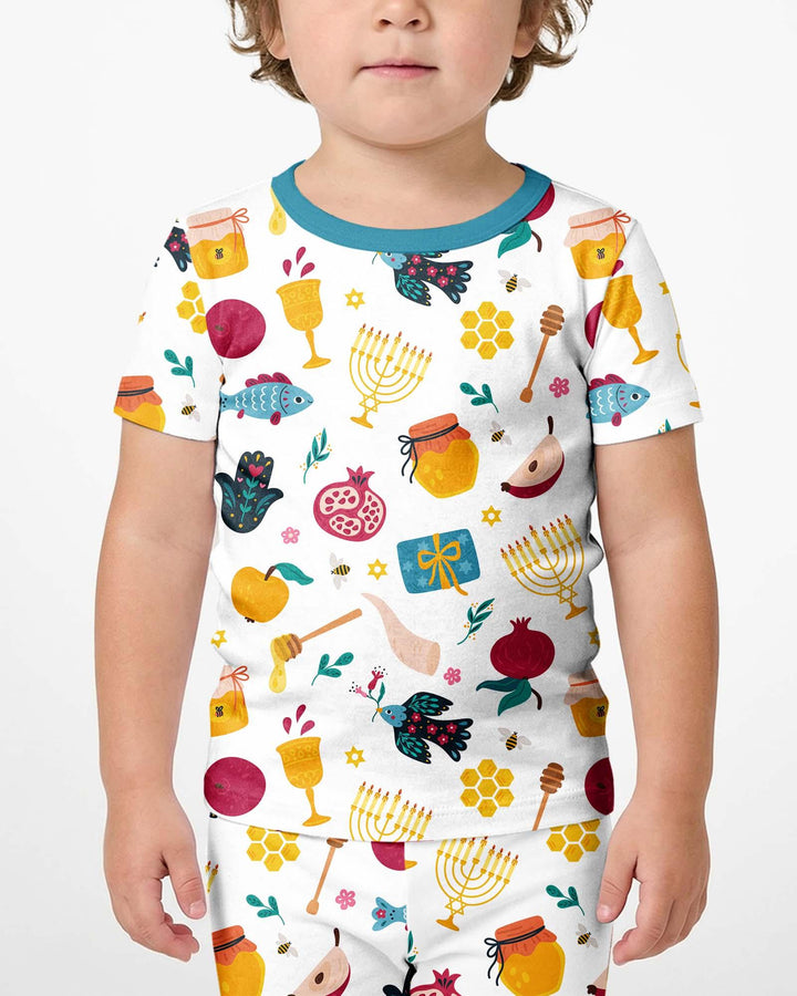 Template Zweiteiliges Pyjama-Set mit kurzen Ärmeln und Shorts