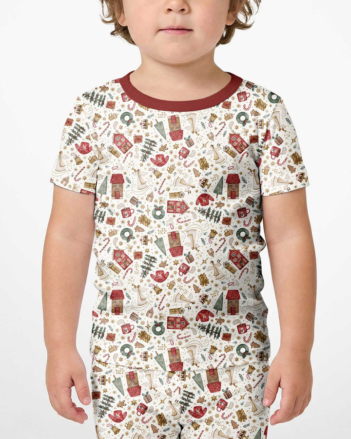 Magical Christmas Story Bamboo Two Piece Short Sleeve Shorts Pajama Set