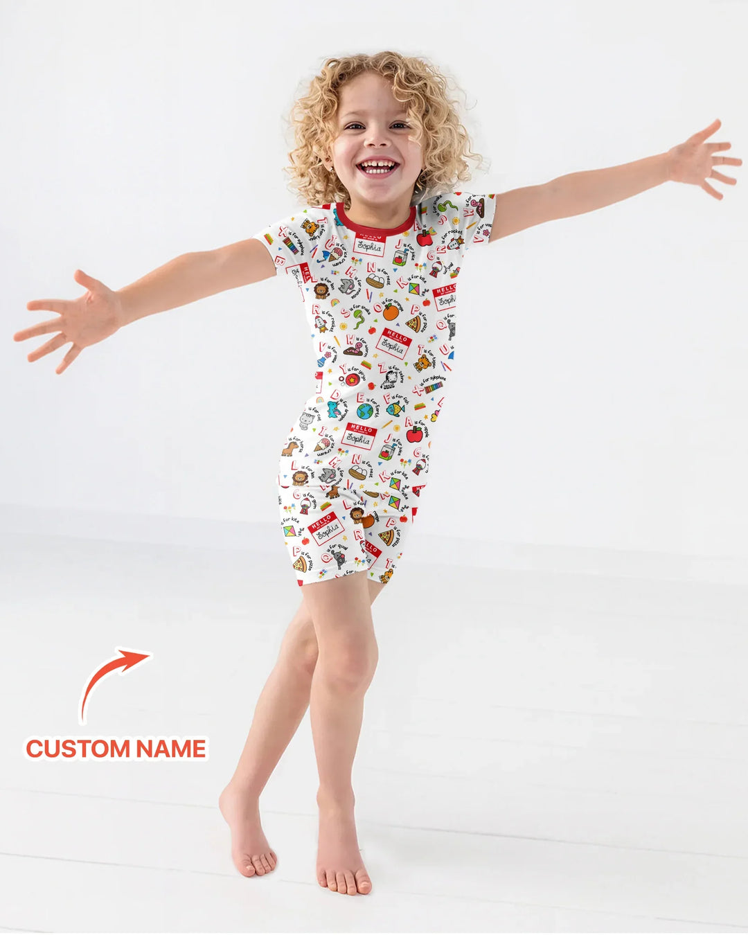 Zweiteiliges Pyjama-Set mit kurzen Ärmeln und Shorts im Sommer-Design