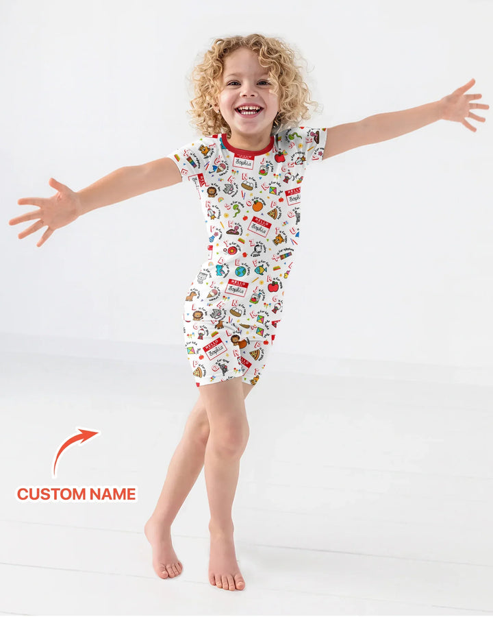 Zweiteiliges Pyjama-Set mit kurzen Ärmeln und Shorts im Sommer-Design
